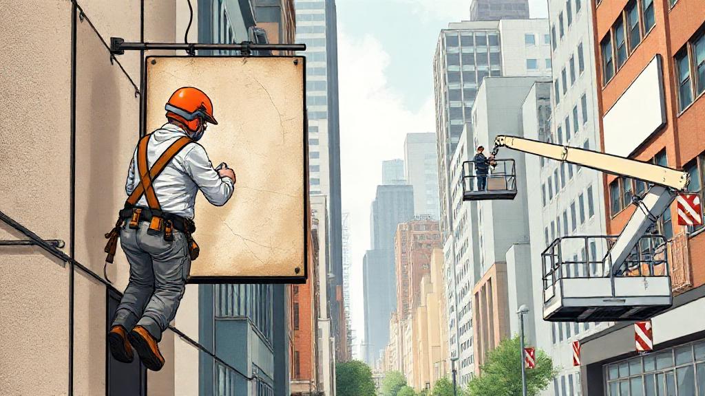 Inspection Methods for Existing Signages Including Rope Access and Boom Lift Options