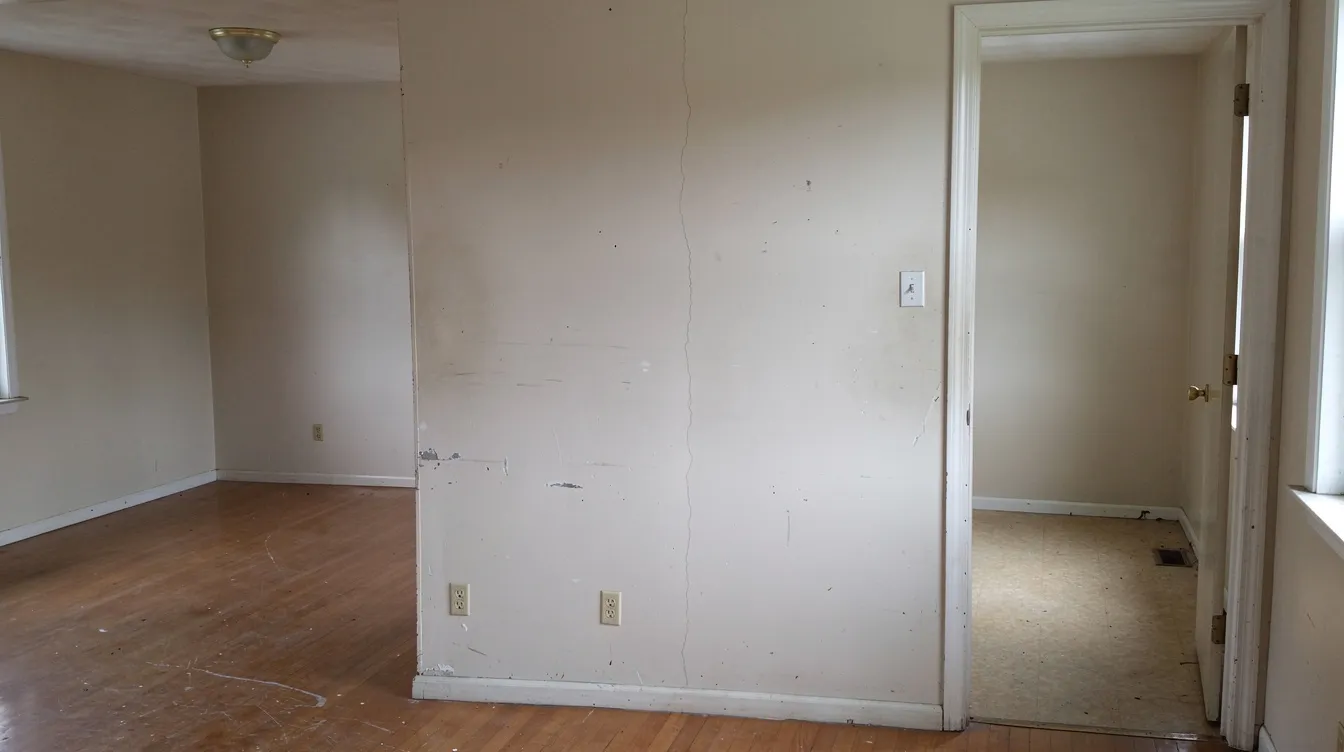 Internal Non Load Bearing Wall Removal: Why You Still Need PE Design Sign-Off Even Without a BCA Plan Submission The image depicts the interior of a residential unit featuring a partition wall separating two rooms, highlighting the area before any renovation work begins. This internal wall is a non load bearing structure, indicating that its removal could create an open space while maintaining the overall structural integrity of the building.